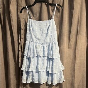 Trixxi Sky Blue Tiered Mini Dress